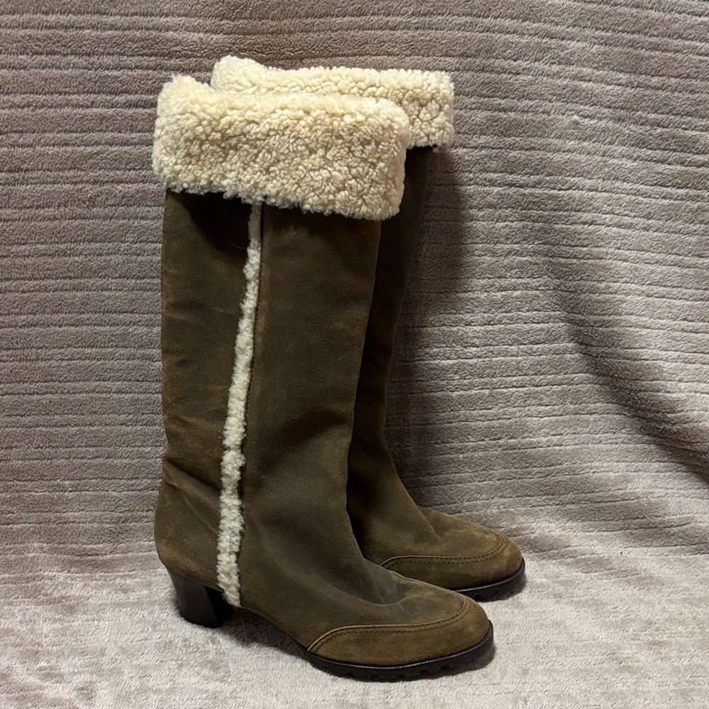 Brown Shearling Bally Knee-High Boots